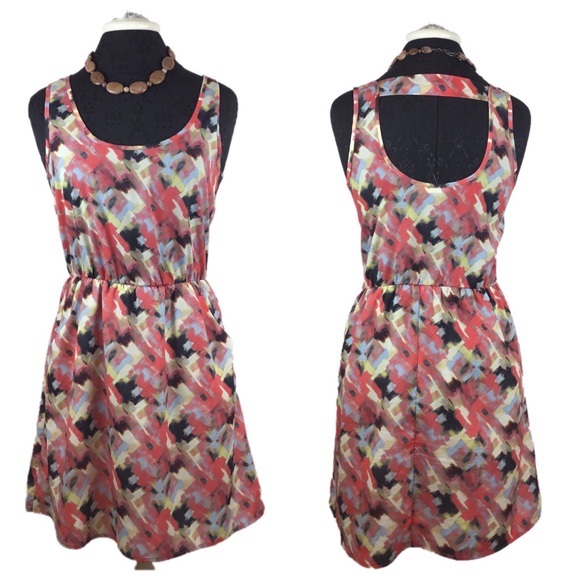 Lush Multi Color Summer Sun Dress Cut Out Back - Picture 2 of 7